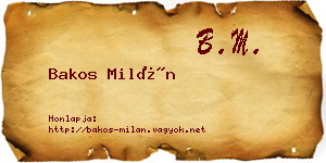 Bakos Milán névjegykártya